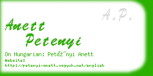 anett petenyi business card